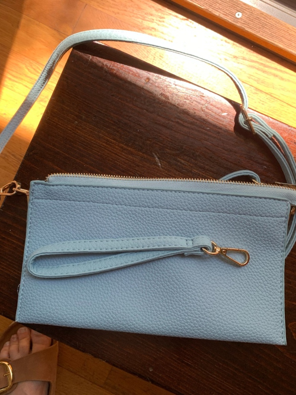 Light Blue Convertible Bag / Pebbled Faux Leather Clutch NWT